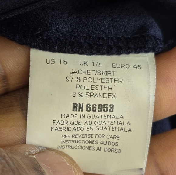 VTG Leslie Fay 2Piece Skirt Suit 16 Blue Long Sleeve Button Up Double Breasted - Picture 11 of 16